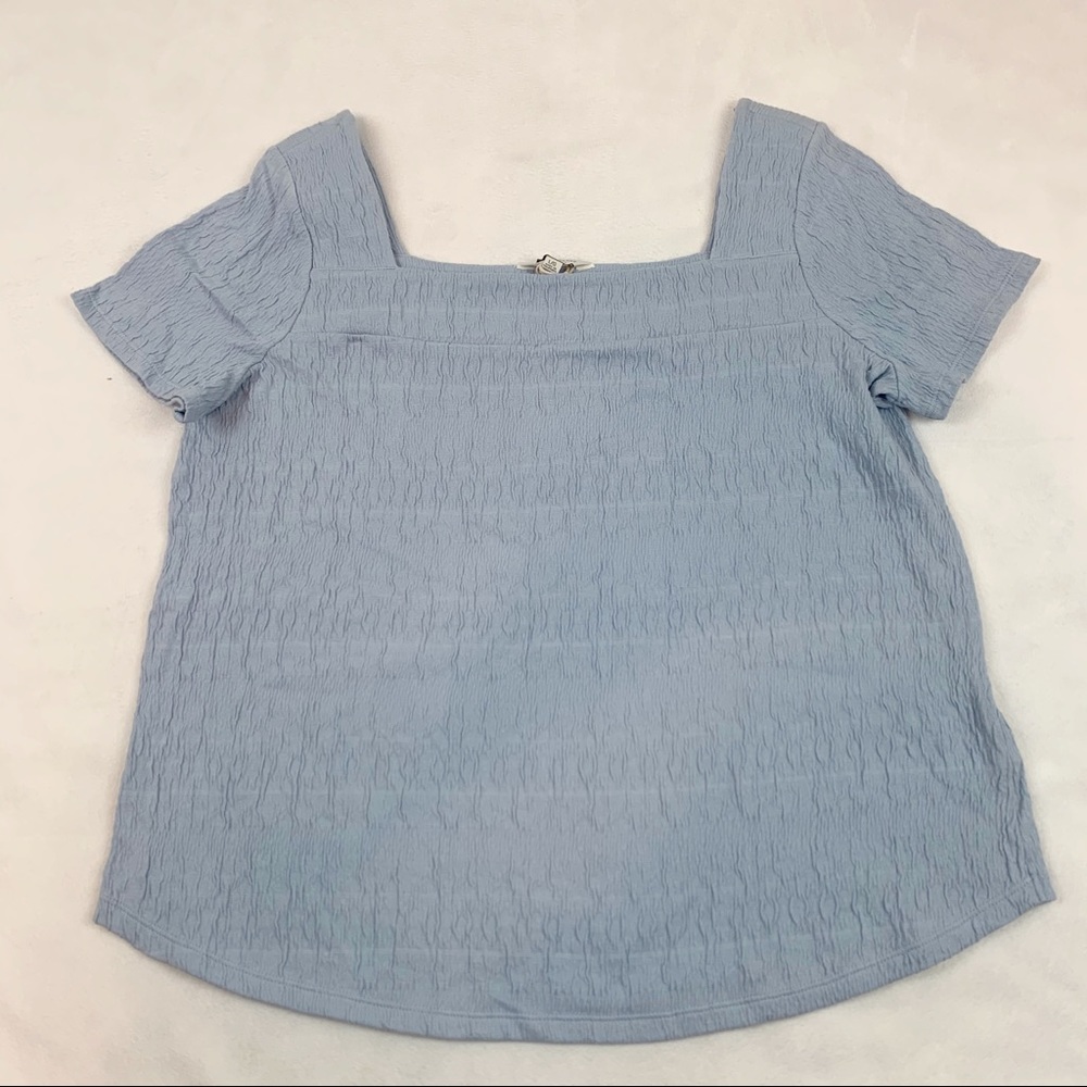 Lucky Brand Square Neck Crinkle Top short sleeves